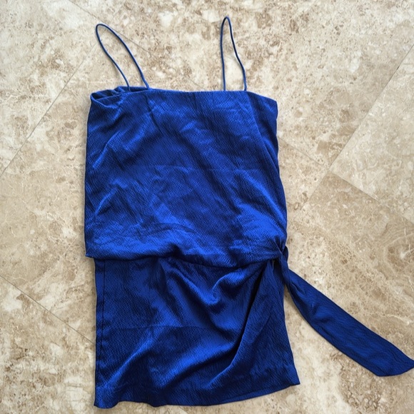 Foley + Carinna vintage royal blue beaded butterfly silk dress - Picture 3 of 3